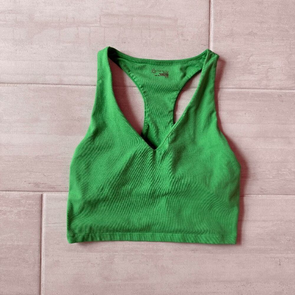 Aerie Offline The Hugger Cropped Tank V Neck Racerback Kelly Green Small Sports